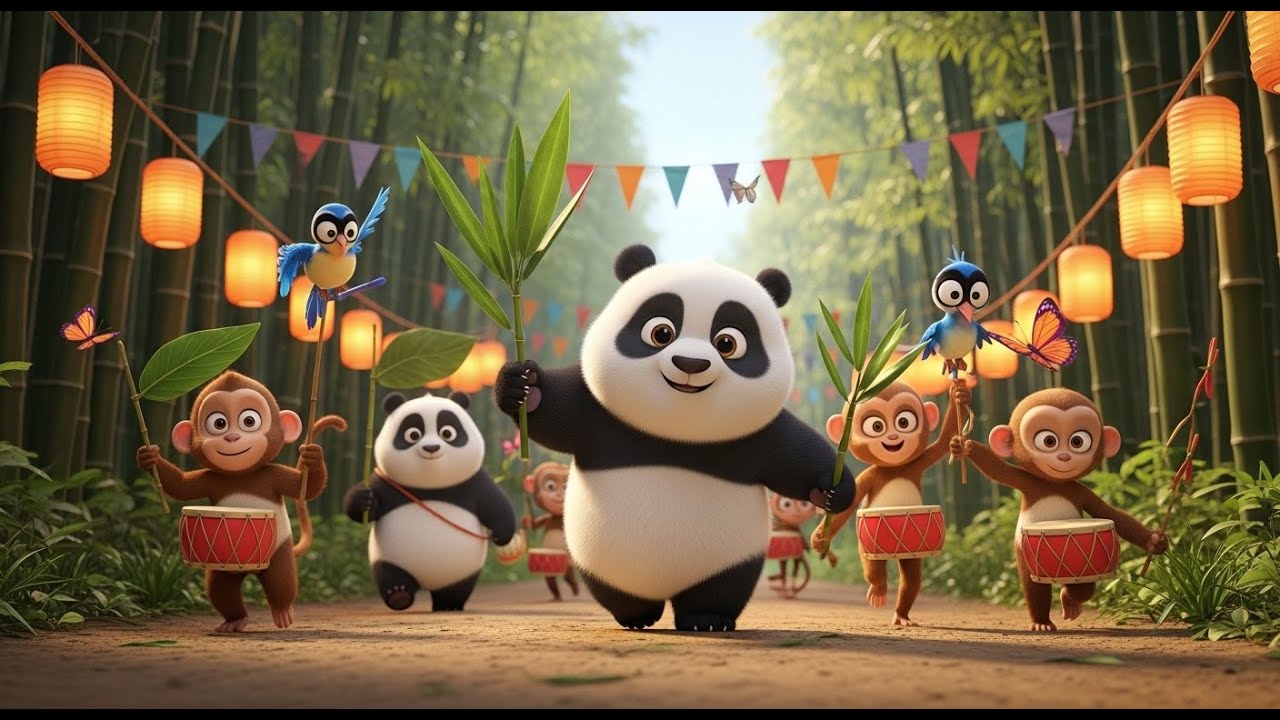 Baby Panda and the Bamboo Parade | Cute Animal Rhyme for Kids | Nursery Rhymes & Kids Songs
