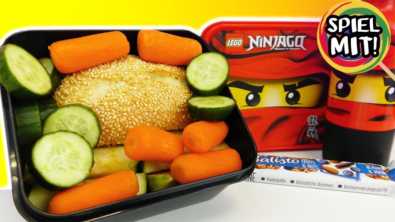 KAANS LIEBLINGS-BROTDOSE FÜR DIE SCHULE! Lego Ninjago Lunch-Set für Pausenbrot! Obst + Gemüse Snack