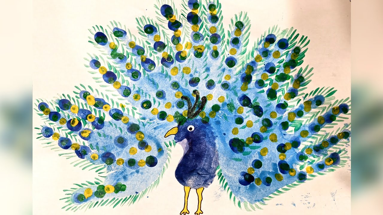 Handprint peacock painting for kids | kids painting ideas | Handprint painting