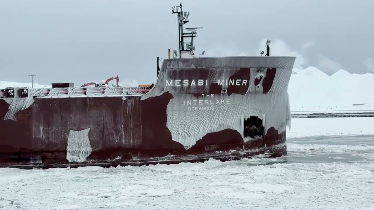 Great Lakes Freighter Mesabi Miner in the Soo Lock Canal