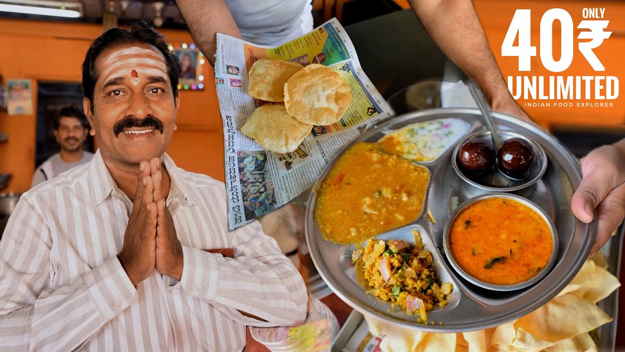 Unlimited Food - Puri & Curry 3 Chutney Only ₹40/- | Gulbarga’s Famous Breakfast @IndianFoodExplorer