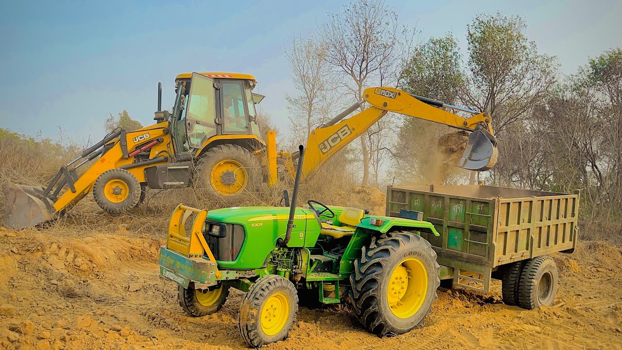 JCB 3dx Loading Mud With Johndeere Tractor And Swaraj Tractor Video | JCB video | Tractor video |