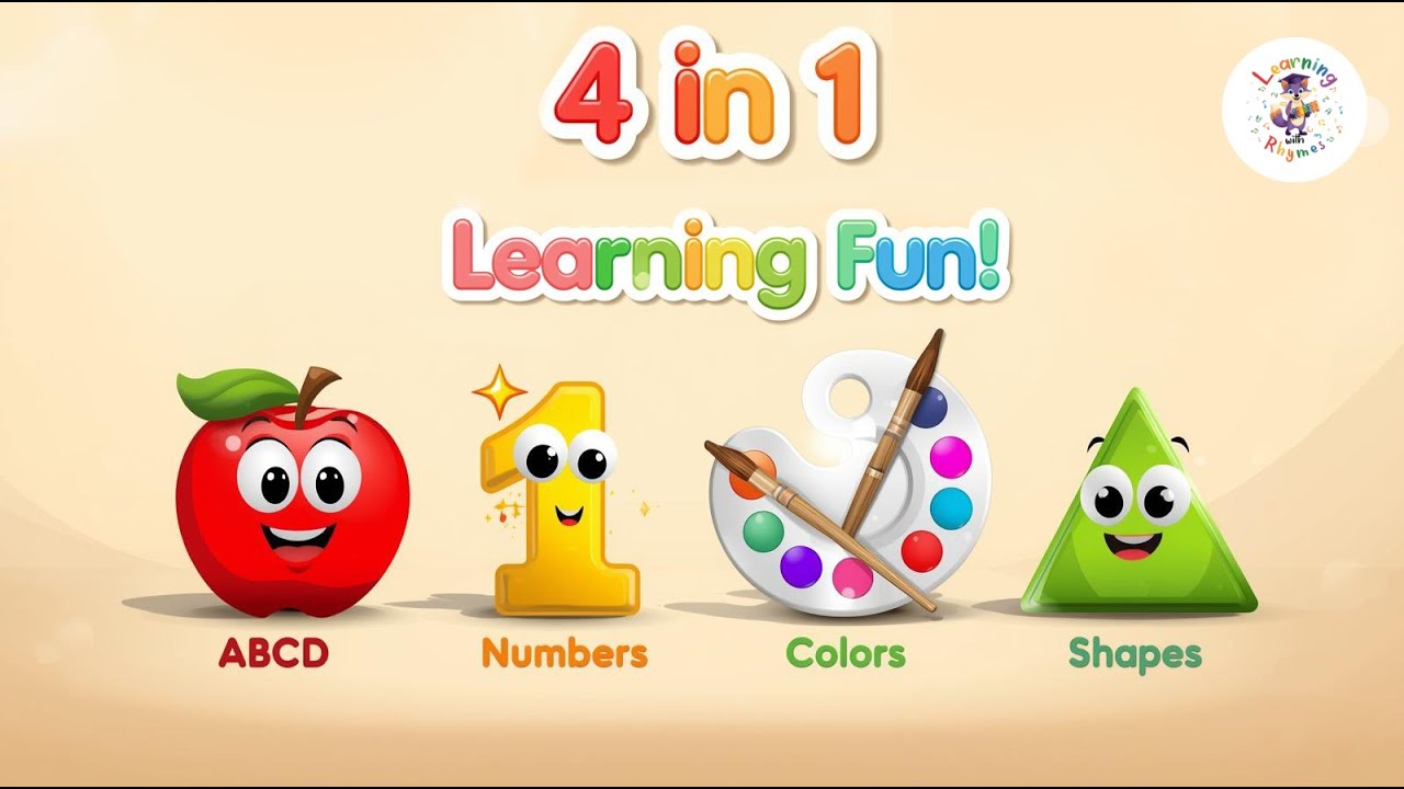 All in One Learning Video for Kids | ABCD, Counting 1 to 10, Colors & Shapes | Learning with Rhymes