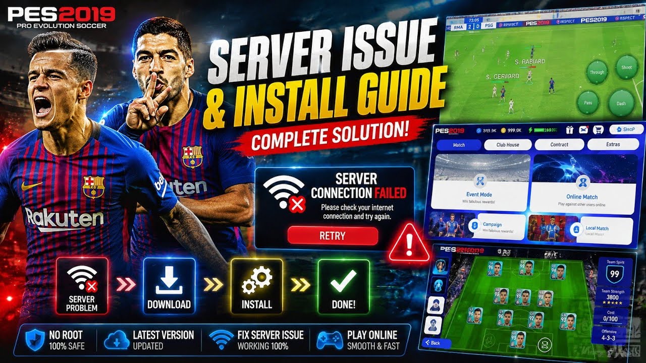 PES 2019 MOBILE 😱✅ [ OFFLINE PES 2019 FOR ANDROID] /TUTORIAL /ANDROID