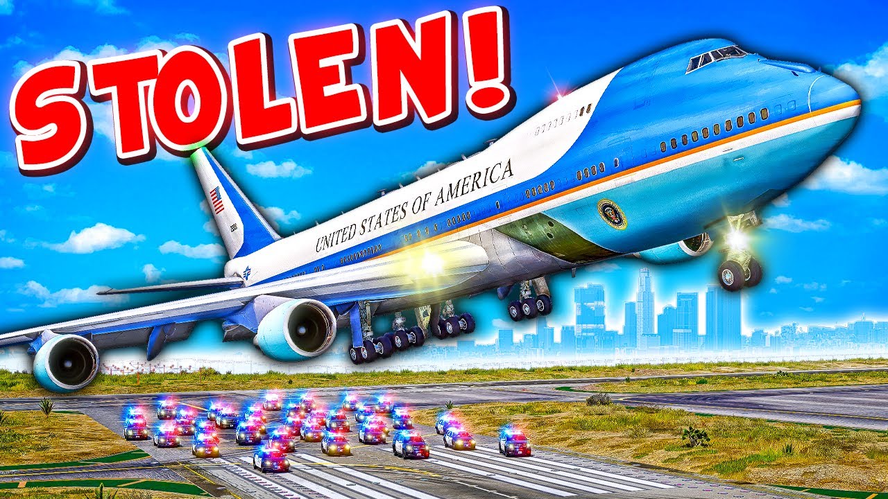 Police Chase STOLEN Air Force One in GTA 5! But It Ends Badly...