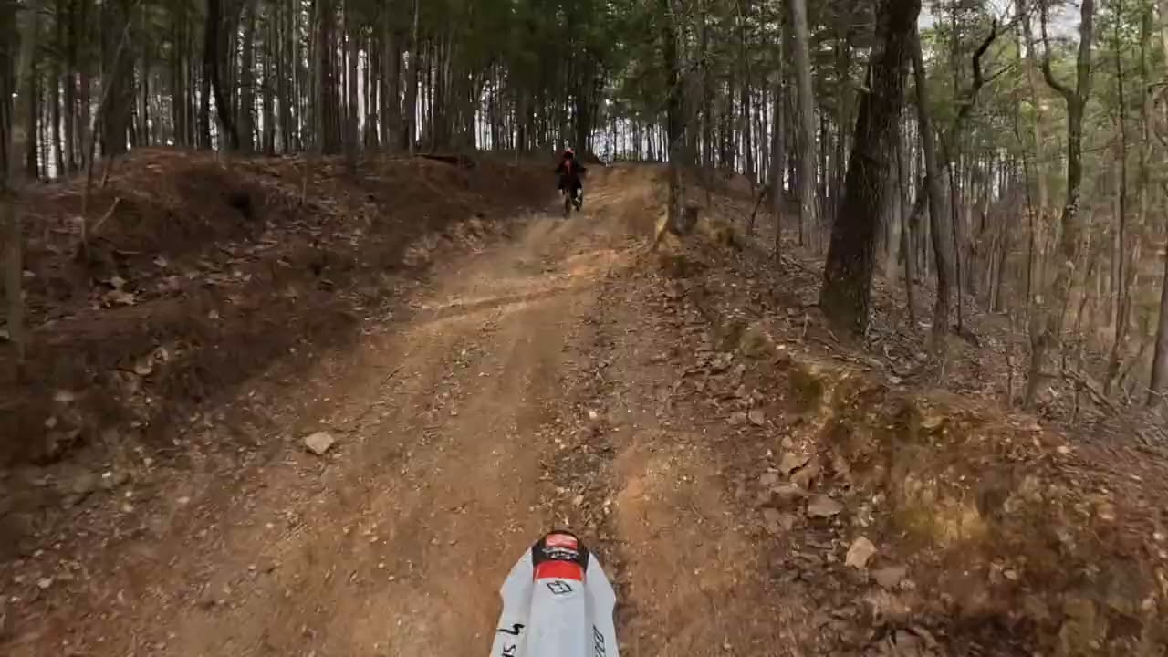 Cassy on her new bike on trail 2 at Highland Park