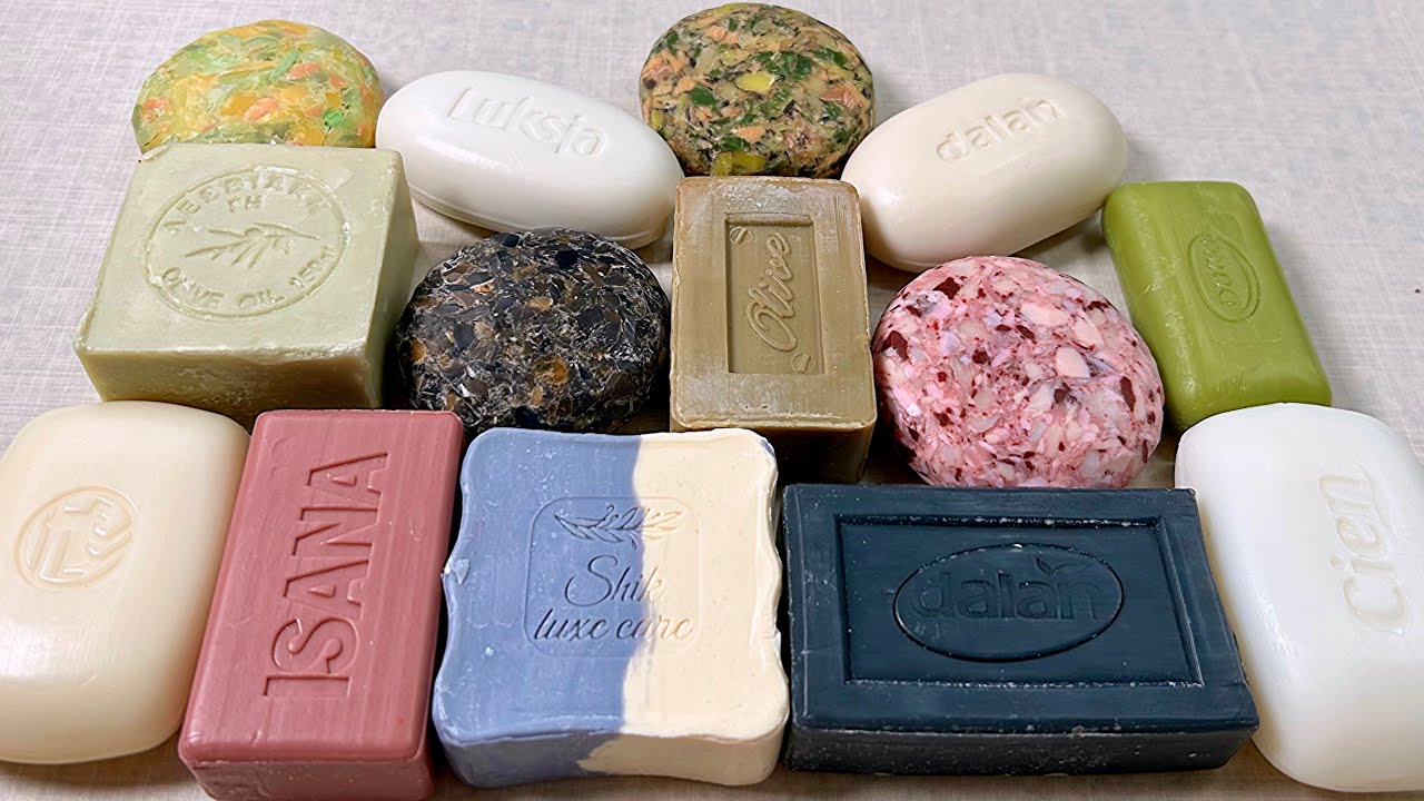 ASMR soap cutting 💚 Recycled soap