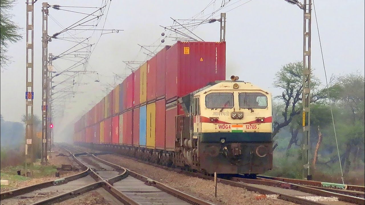 High Rise Pantograph VS Double Stack Container | Delhi - Rewari Line INDIAN RAILWAYS
