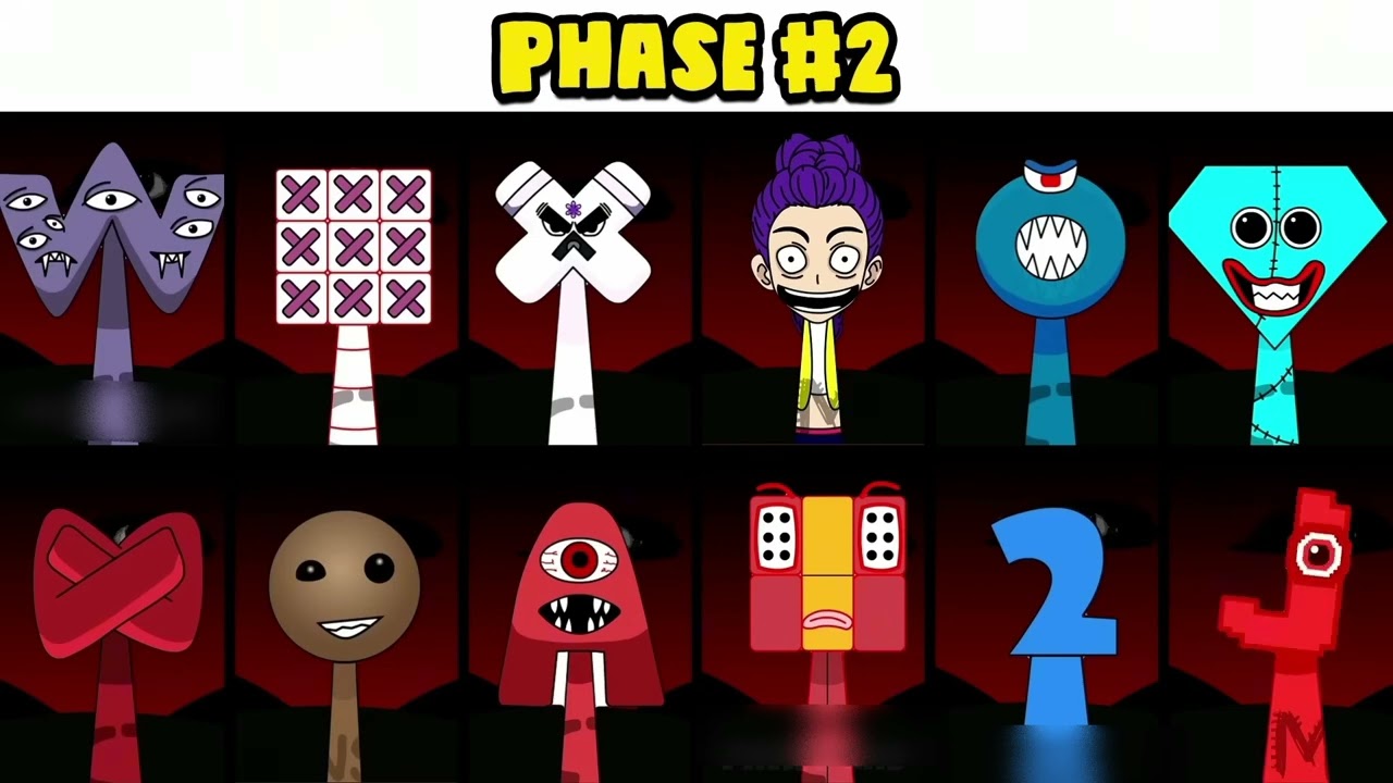 Sprunki OC All new phrases of W(from alphabet lore) from phase 1 to phase 5 