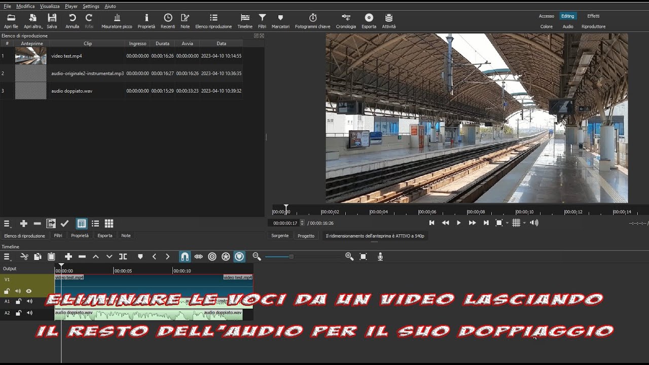 Come eliminare le voci da un video lasciando il resto dell'audio per il suo doppiaggio