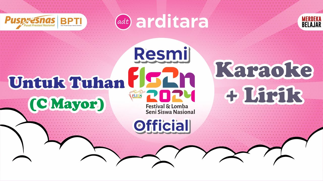 Untuk Tuhan FLS2N Karaoke dengan Lirik Nada C Mayor #fls2n #fls2nsd  #fls2n2024 #karaoke #minusone