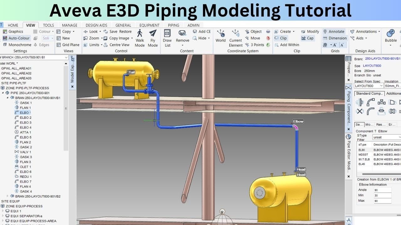 Учебное пособие по моделированию трубопроводов Aveva E3D для начинающих