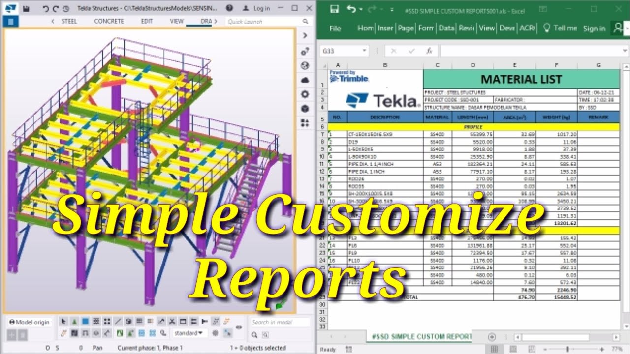 Simple Customize Reports TEKLA || 001