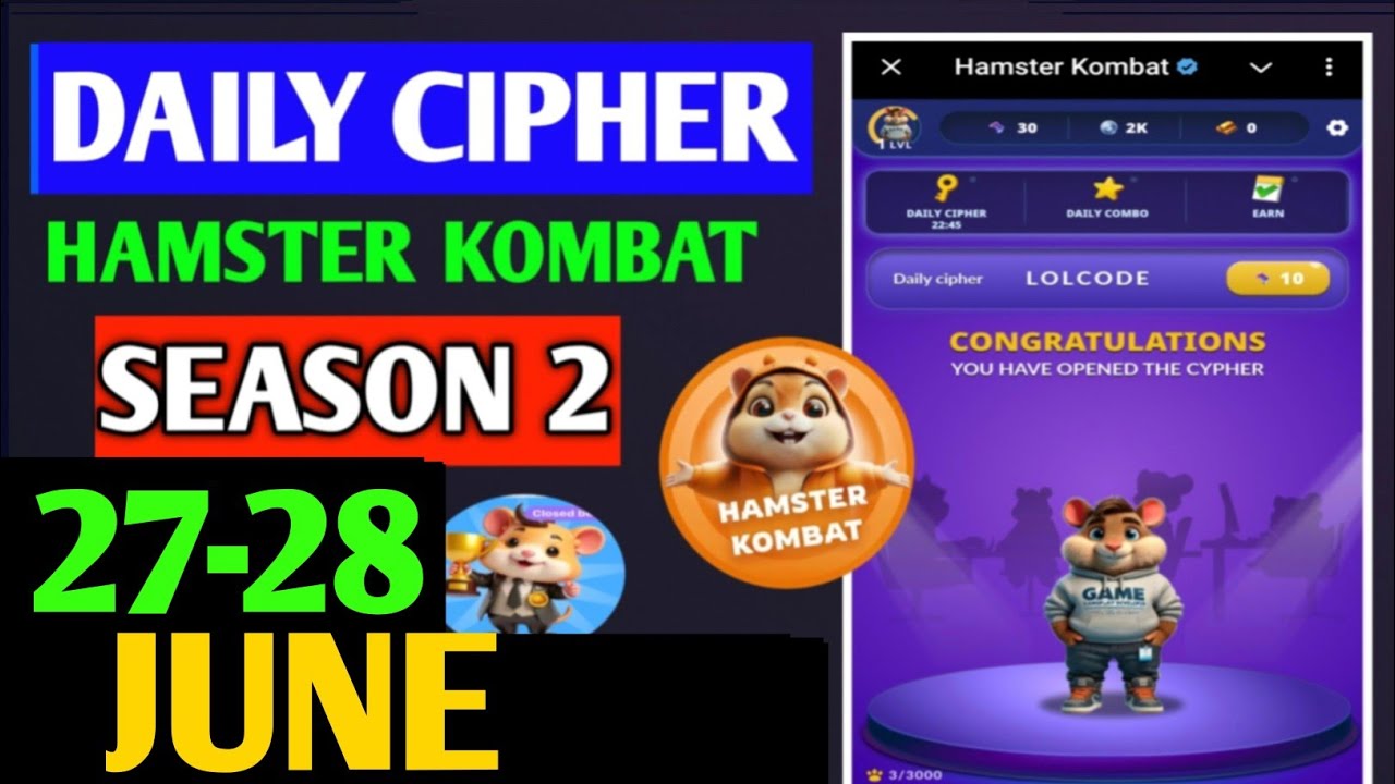 Hamster Kombat Game Dev Daily Cipher 27 June | Hamster Kombat Daily Cipher Code | Daily Combo