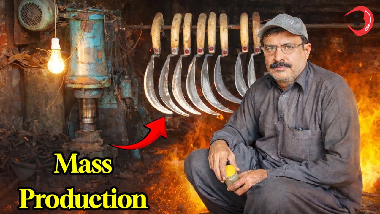 How to mass produce a sickle with a power hammer in the factory! The amazing art of forging