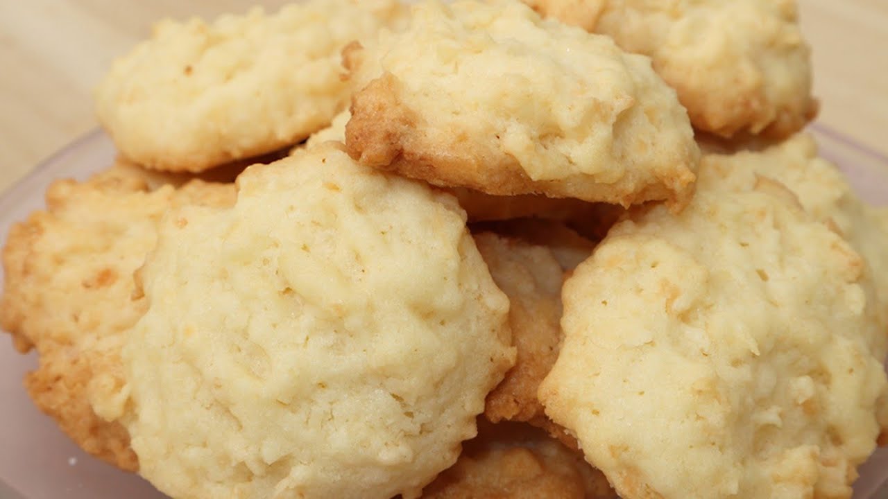 คุ้กกี้มะพร้าวกร๊อบกรอบ สูตรนี้ไม่ใช้ผงฟูค่ะ/Coconut cookies/Easyfoodgoodhealth by Andy