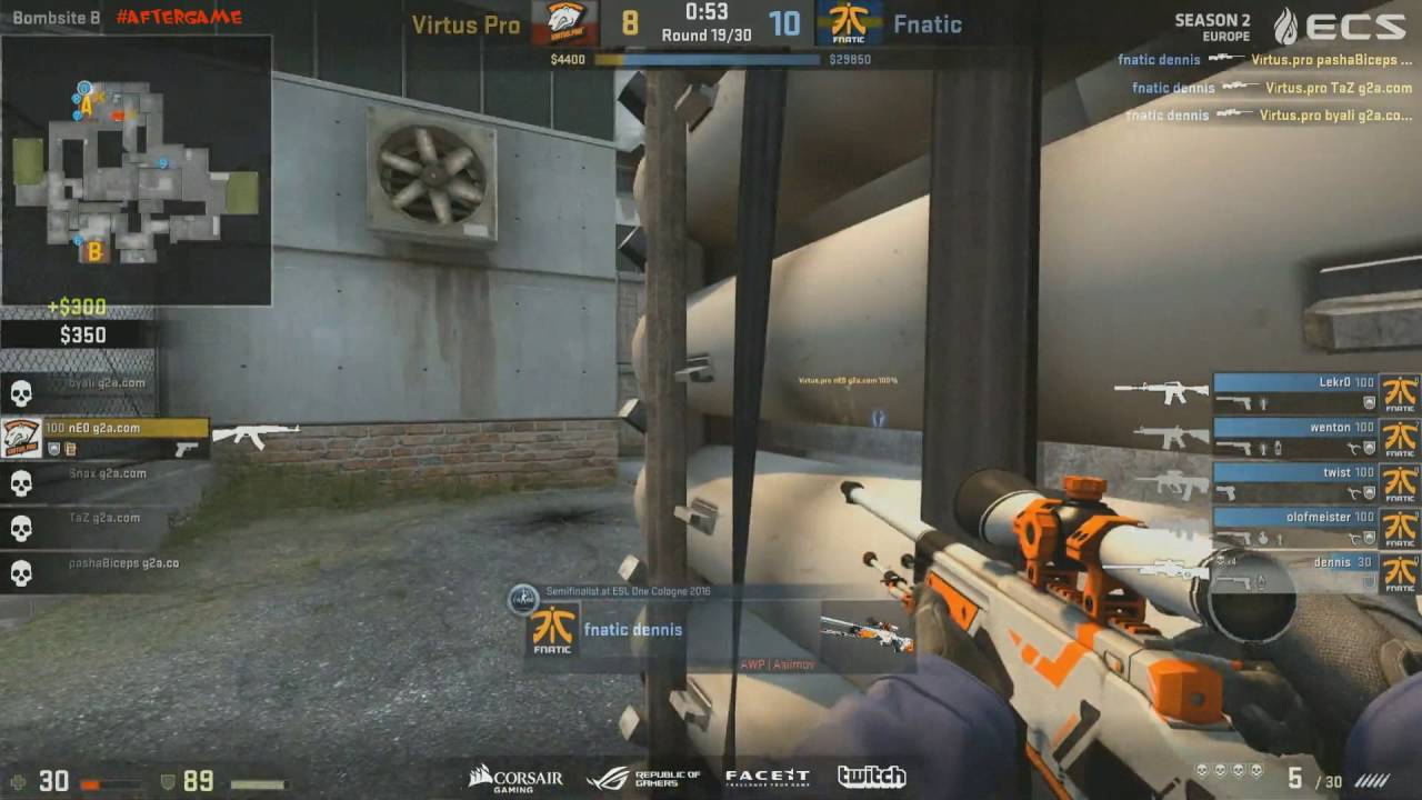fnatic.dennis Ace vs. Virtus.pro @ ECS Season 2 Europe qual #AfterGame