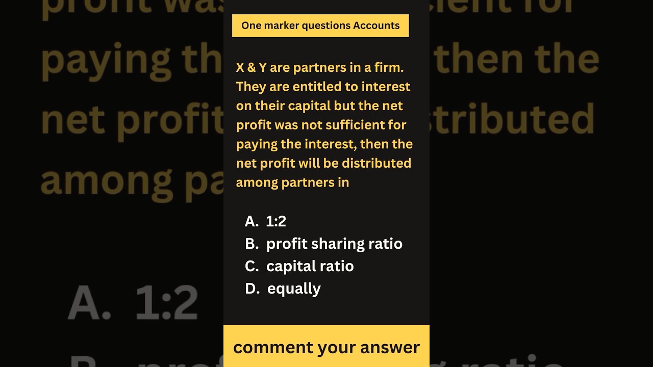 #8 | Fundamentals Of Partnership one marker questions | important Question |  #12accounts