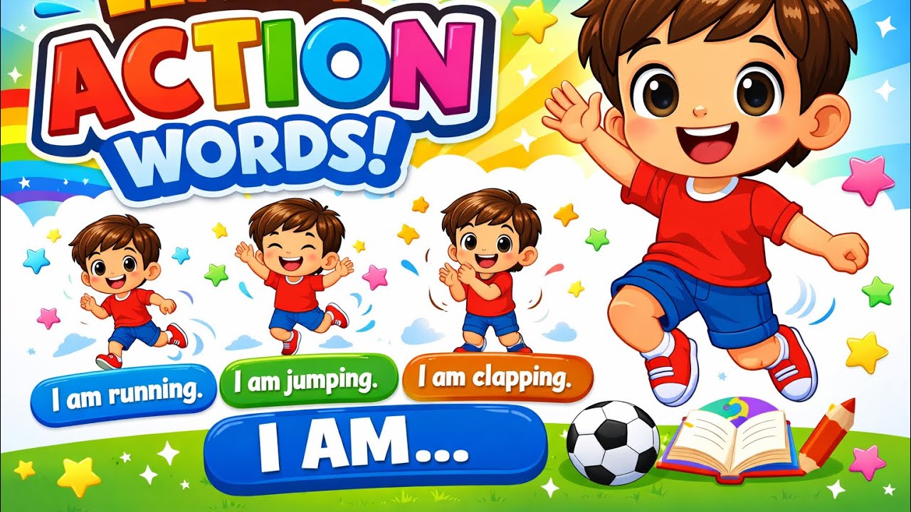 Learn Action Words for Kids | Fun Action Verbs with “I Am” Sentences | Kids Learning Videob #kids