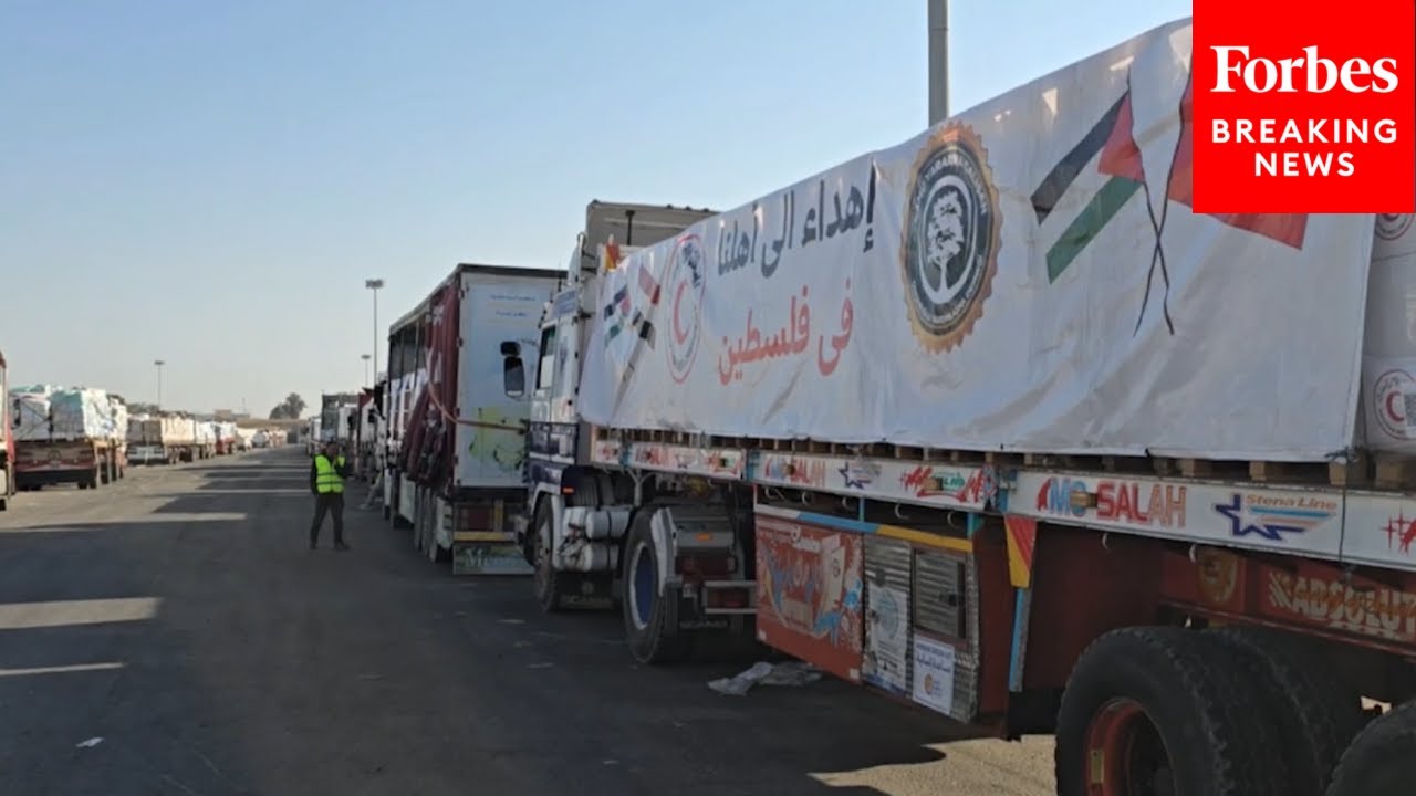 Humanitarian Aid Trucks Enter Gaza From Egypt Through Rafah Border Crossing