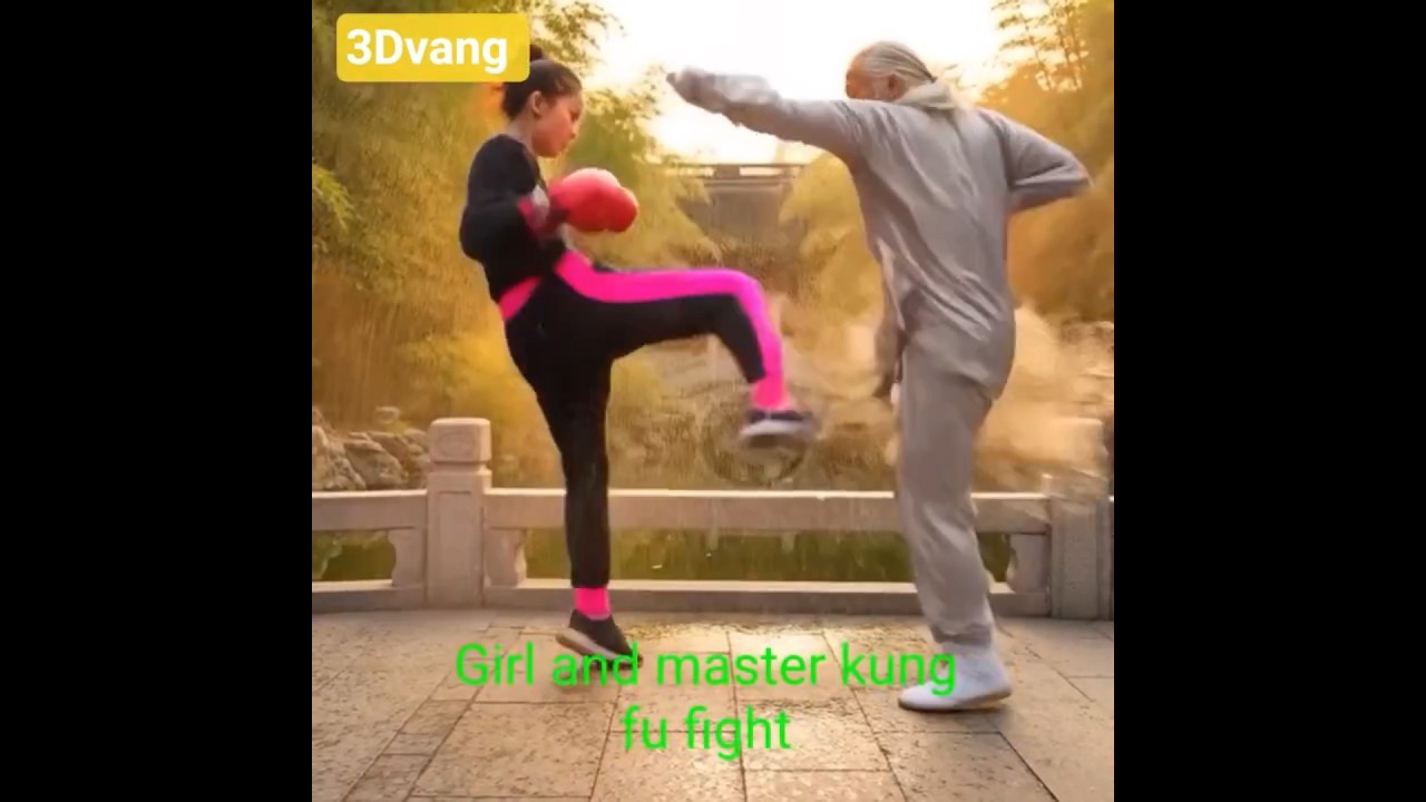 girl and master kung fu fight