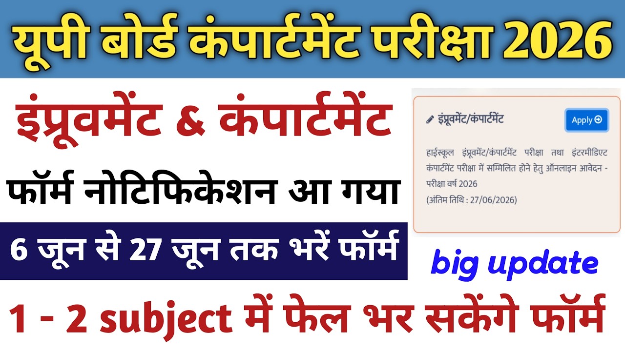 2026 up board compartment form kaise bhare | Up board compartment form online apply 