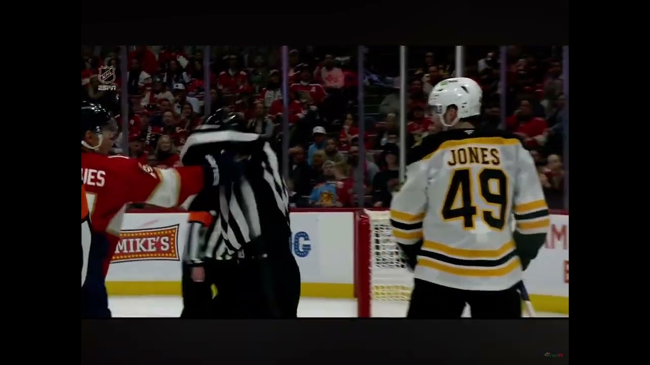 New bruins player &lsquo;Max Jones accidentally slashes Ref in the shoulder