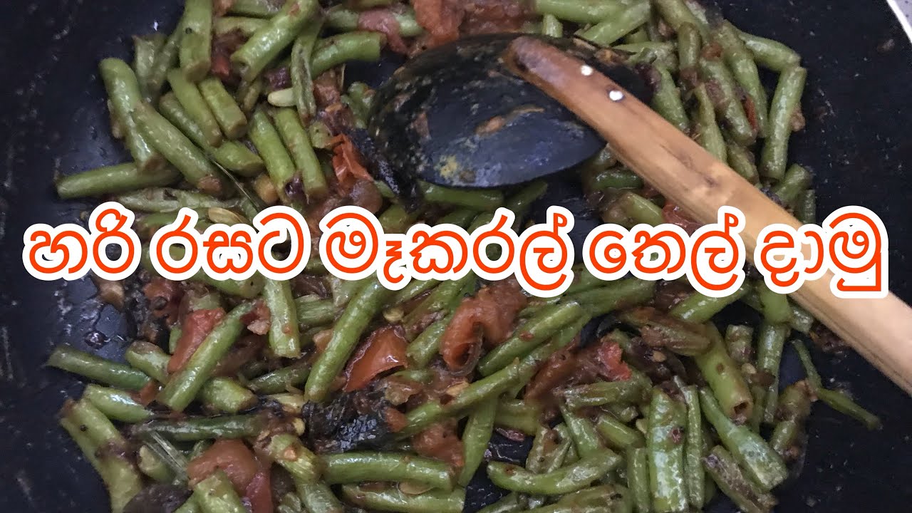 MAKARAL THEL DALA | LONG BEANS TEMPERED| මෑකරල් තෙල් දාමු. |DRJ family 👨‍👩‍👦🇱🇰🇮🇹