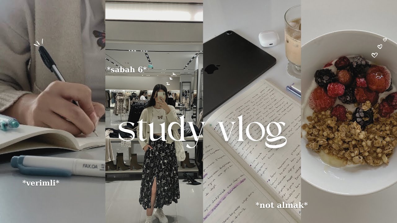 STUDY VLOG | Sabah 6’da uyanma çabaları | Verimli ders çalışmak, not almak, üniversite hayatı…