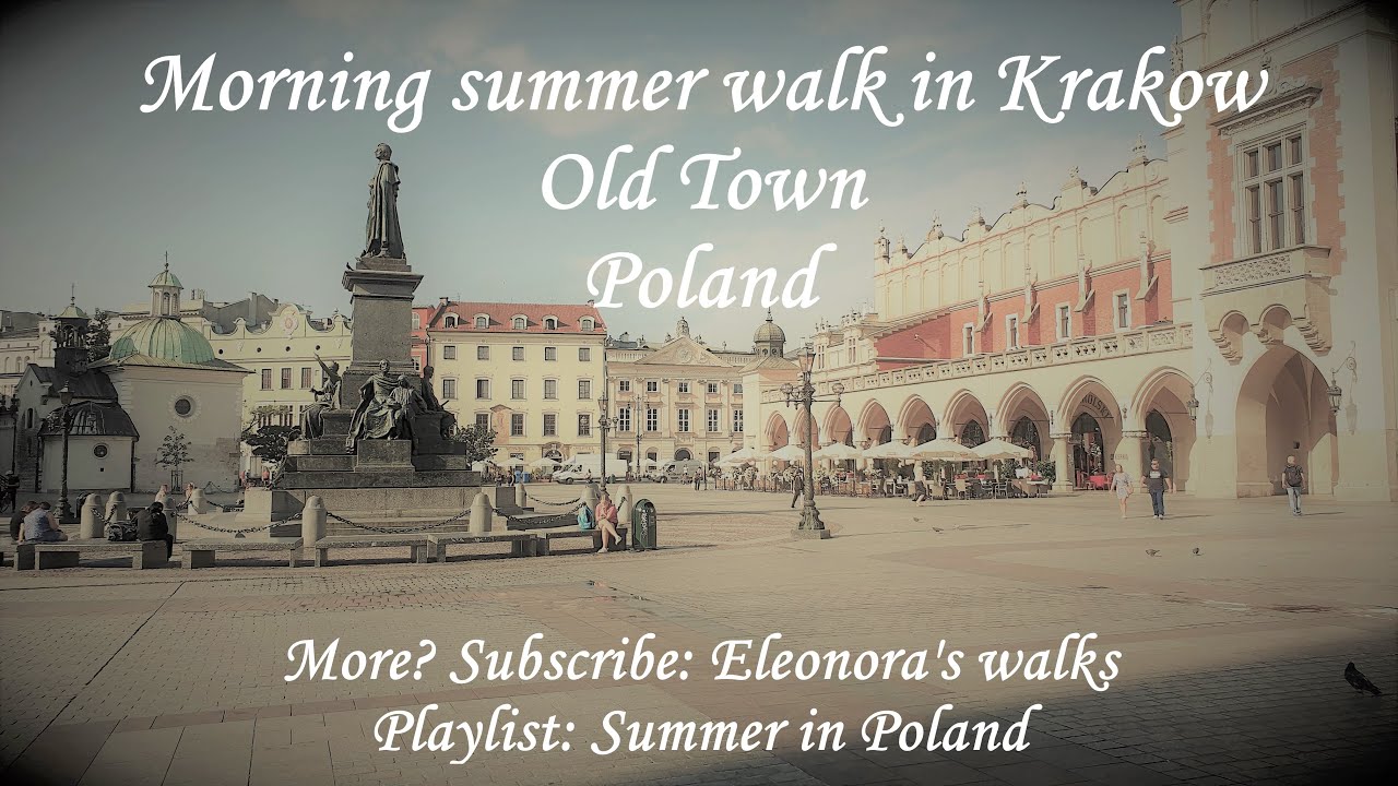 Morning summer walk in Cracow, Old Town, Poland. Just walking, no talking.