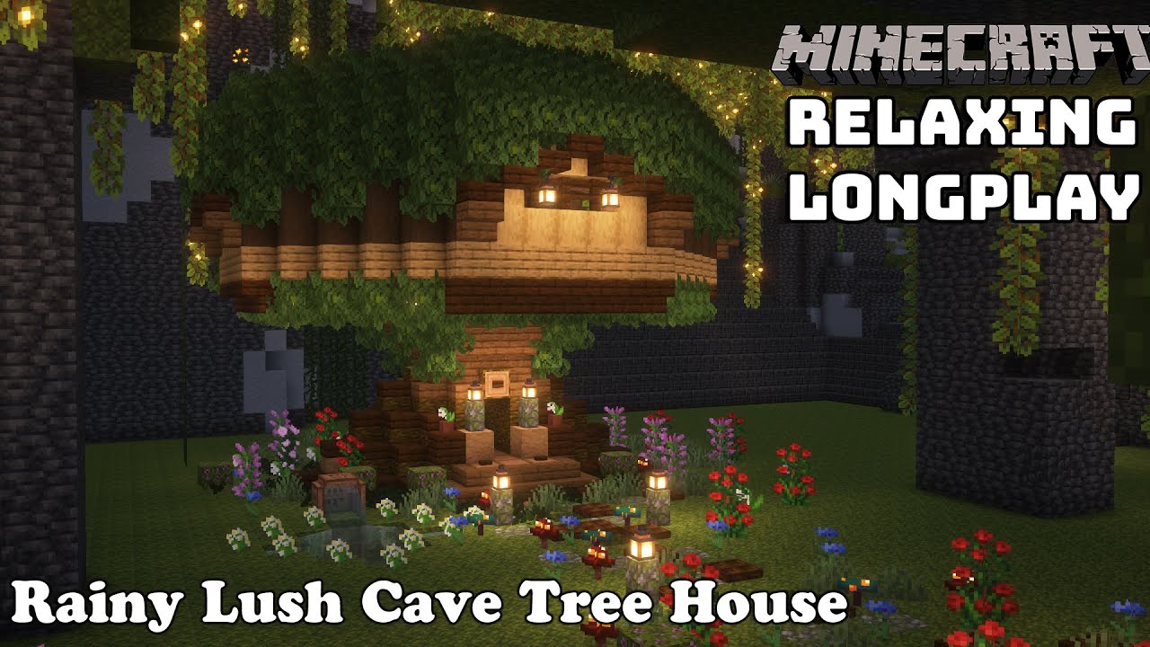 Minecraft Relaxing Longplay - Lush Cave Treehouse - Cozy Build Tree House  (No Commentary) 1.19
