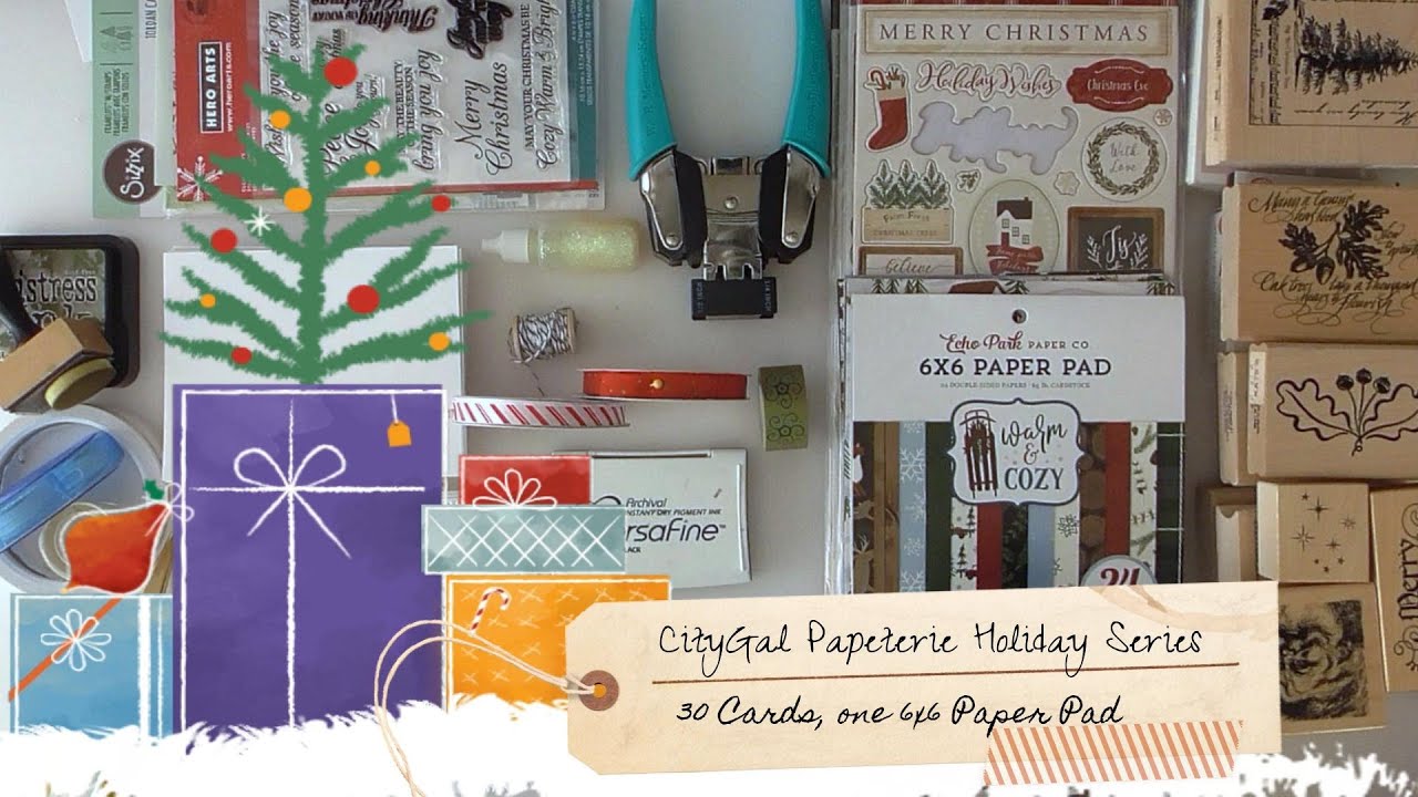 CityGal Papeterie - Holiday Series: 30 Xmas Cards, one 6x6 paper pad