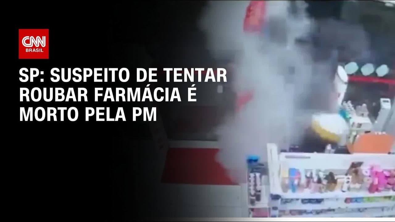 V&iacute;deo mostra confronto entre suspeito e PM em tentativa de roubo a farm&aacute;cia | CNN NOVO DIA