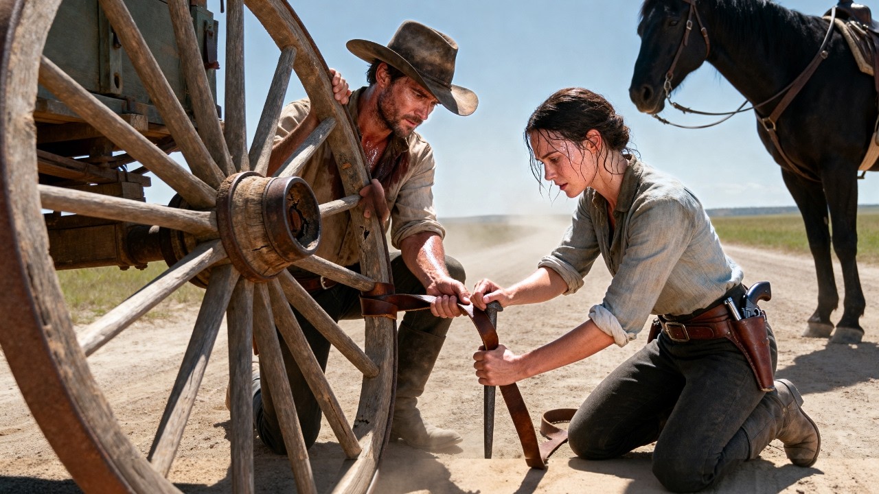 She Helped a Wealthy Cowboy Fix His Wagon Wheel, Next Day a Covered Wagon Pulled Up