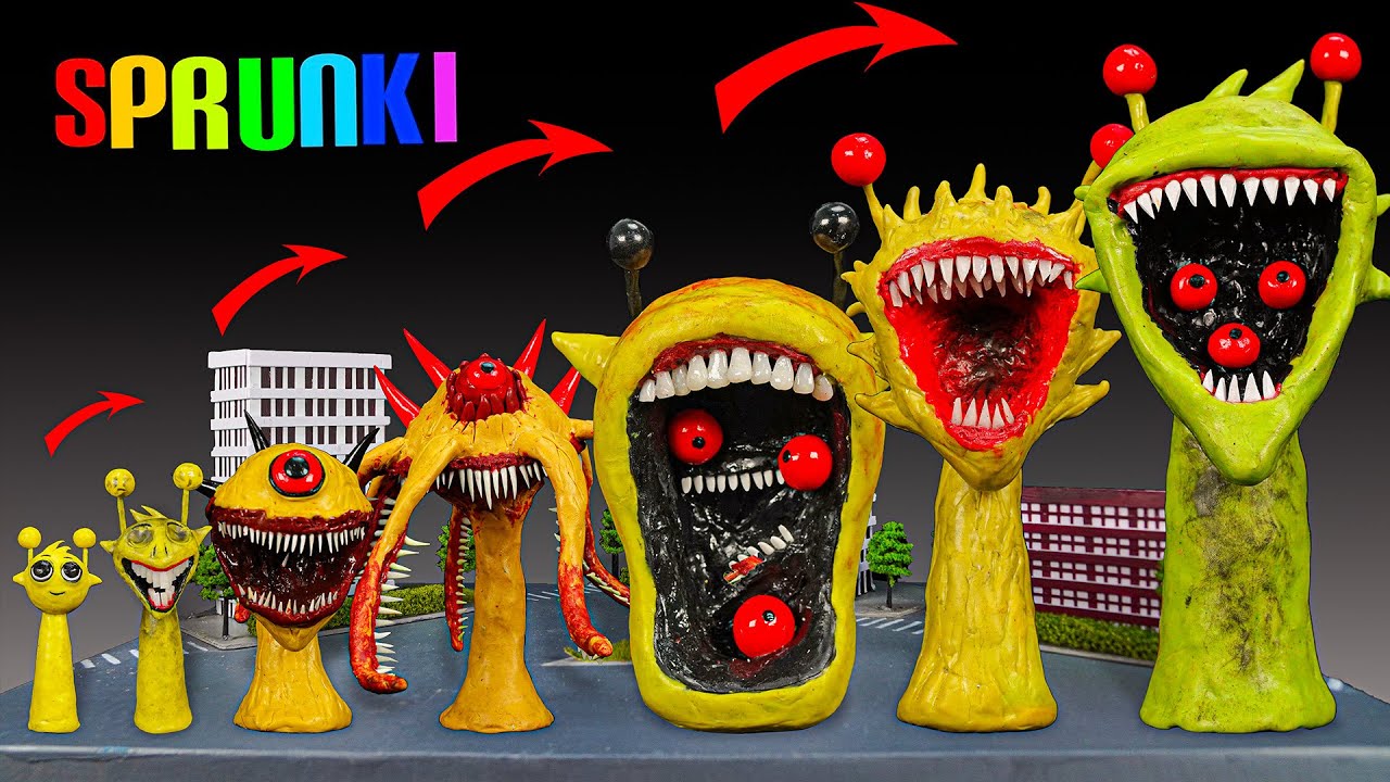 Making NEW ALL PHASES 1-10 EVOLUTION OF SIMON YELLOW SPRUNKI with clay