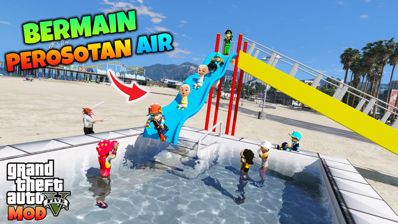 BOBOIBOY KUASA 7 DAN UPIN IPIN BERMAIN PEROSOTAN AIR - GTA 5 MOD BOBOIBOY KUASA 7