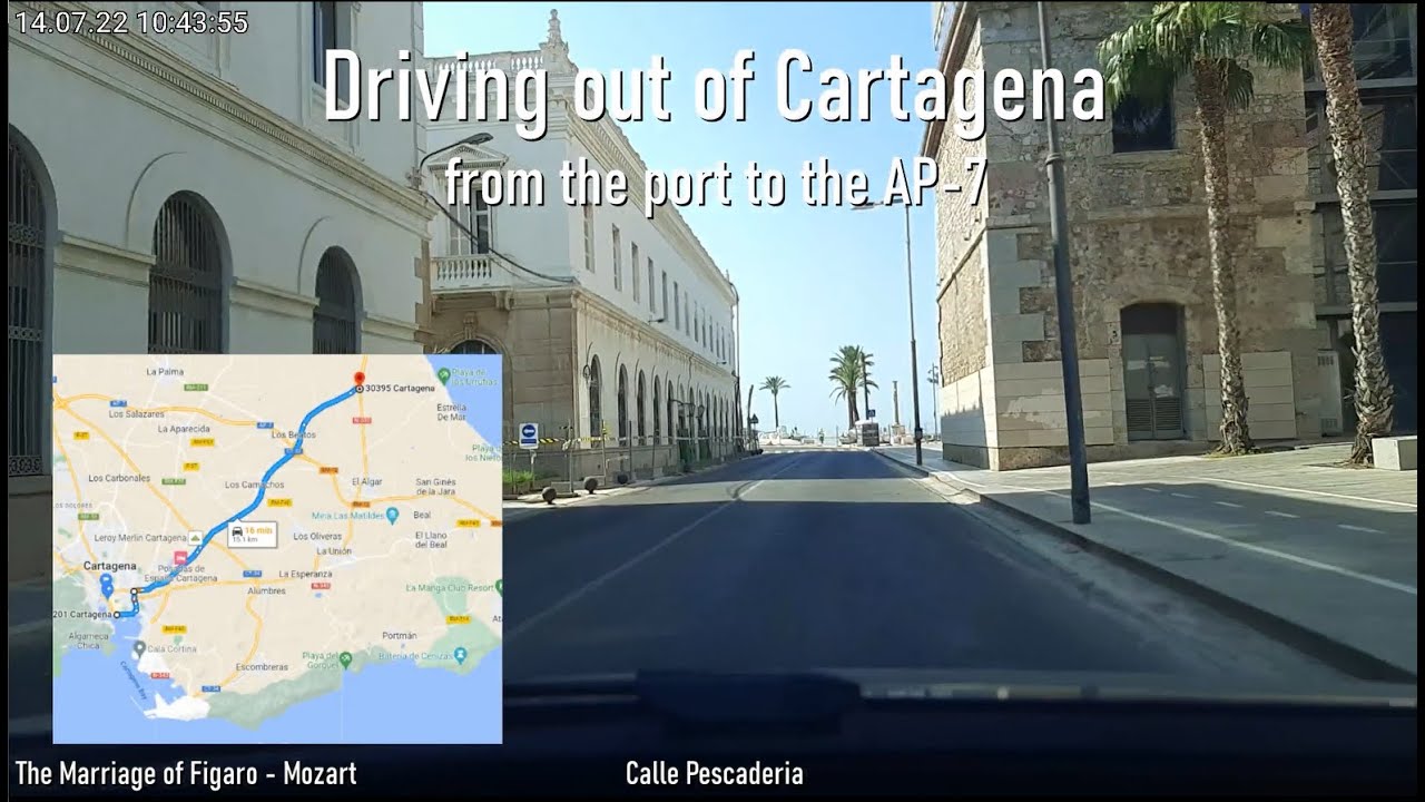 A drive from Cartagena city out to the AP-7 in Spain