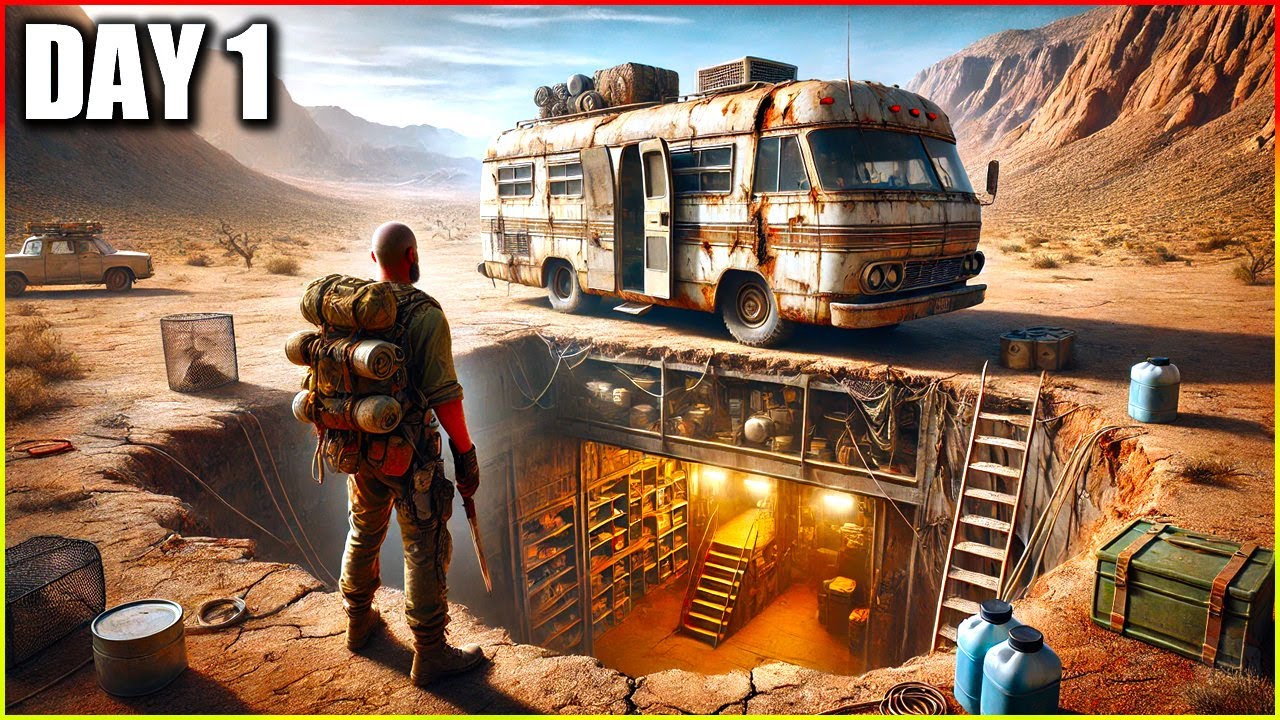 Surviving Day 1 in a Bunker Camper RV During The Post Apocalypses...
