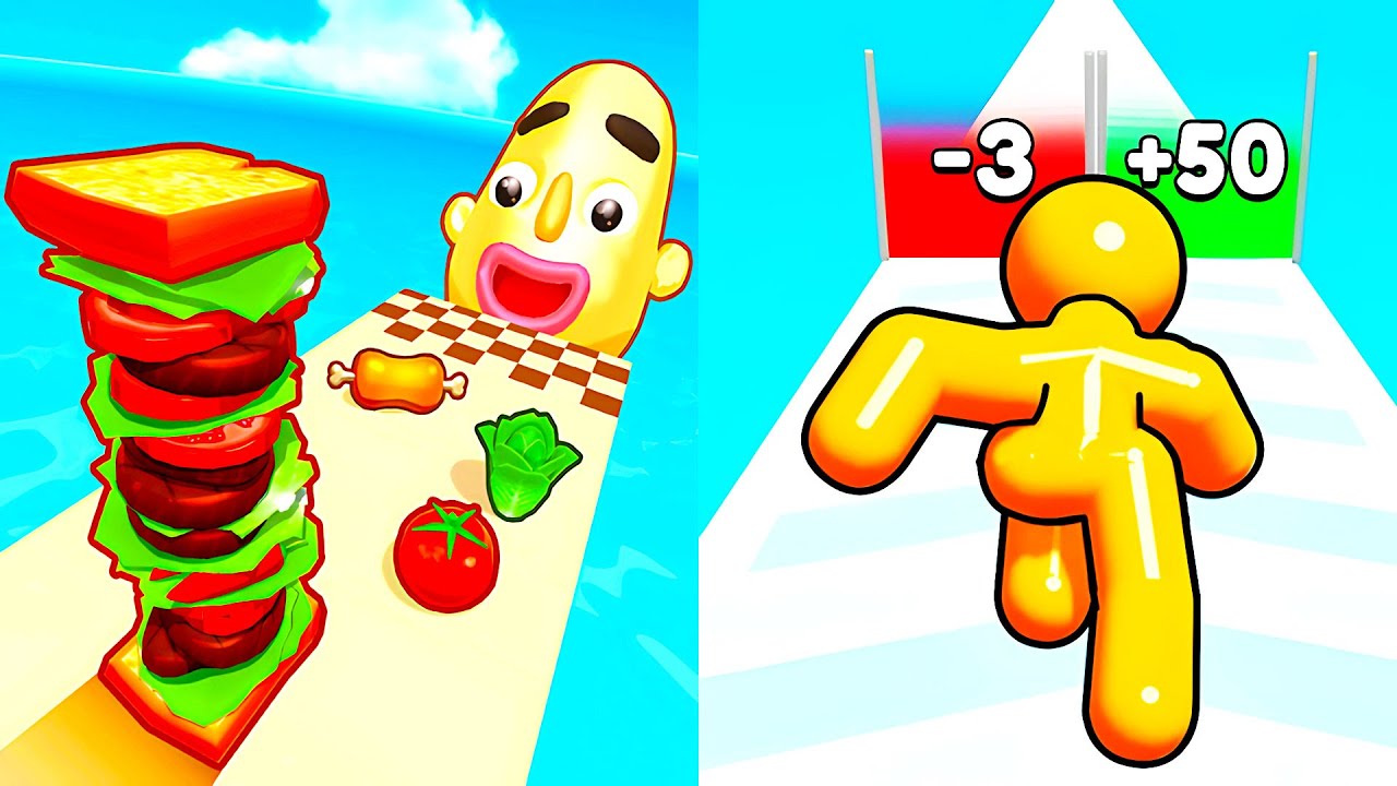 Sandwich Runner vs Tall Man Run 🥪 🏃 Max Levels Gameplay Walkthrough Android iOS 3Z7P