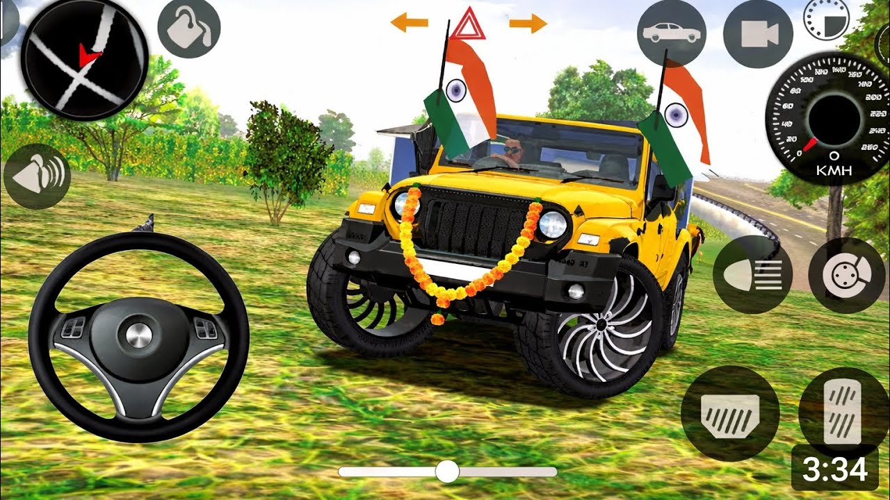 Yellow Thar Indian Flag Off-Road Driving Game | Desi SUV Simulator Gameplay 🚙🇮🇳