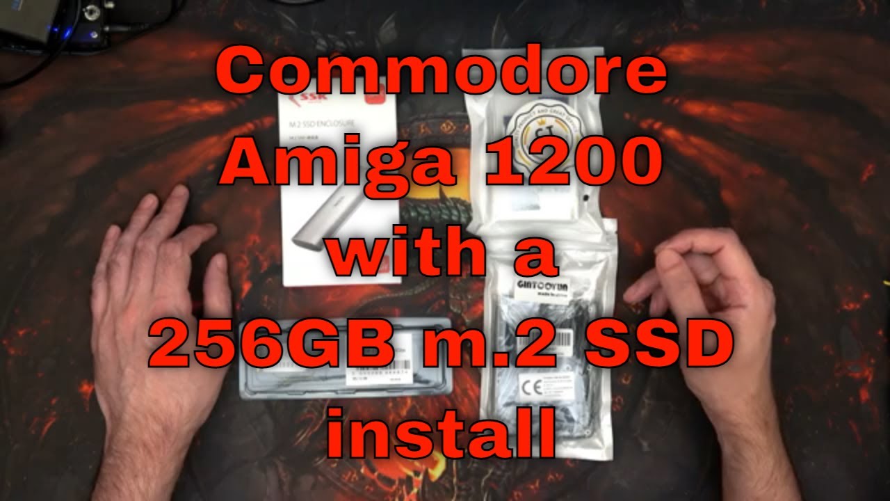 Компьютер Commodore Amiga 1200 с установленным SSD-накопителем M.2 объемом 256 ГБ.