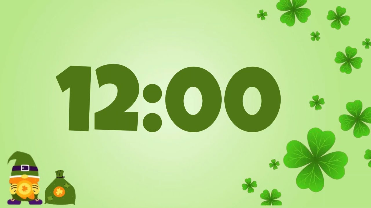 12 Minute st patrick' day timer with music and Alarm 🎵⏰
