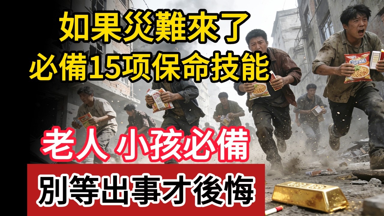如果災難來了，必備15项保命技能，老人家、小孩必備的救命保障，別等出事才後悔！生存指南, 應急物資, 防災準備, 緊急避難, 存糧, 儲水, 家庭安全, 救命藥品, 生存狂, 危機意識,