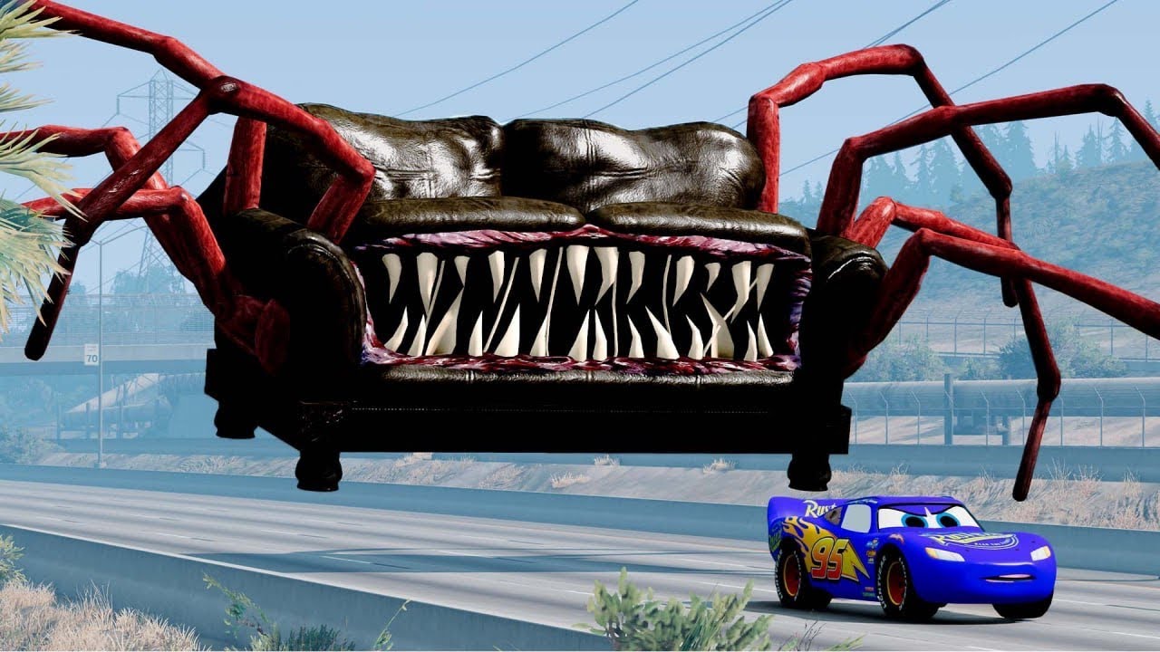Epic escape from Lightning McQueen Eater, Sofa Eater, Mack Eater |BeamNG.Drive