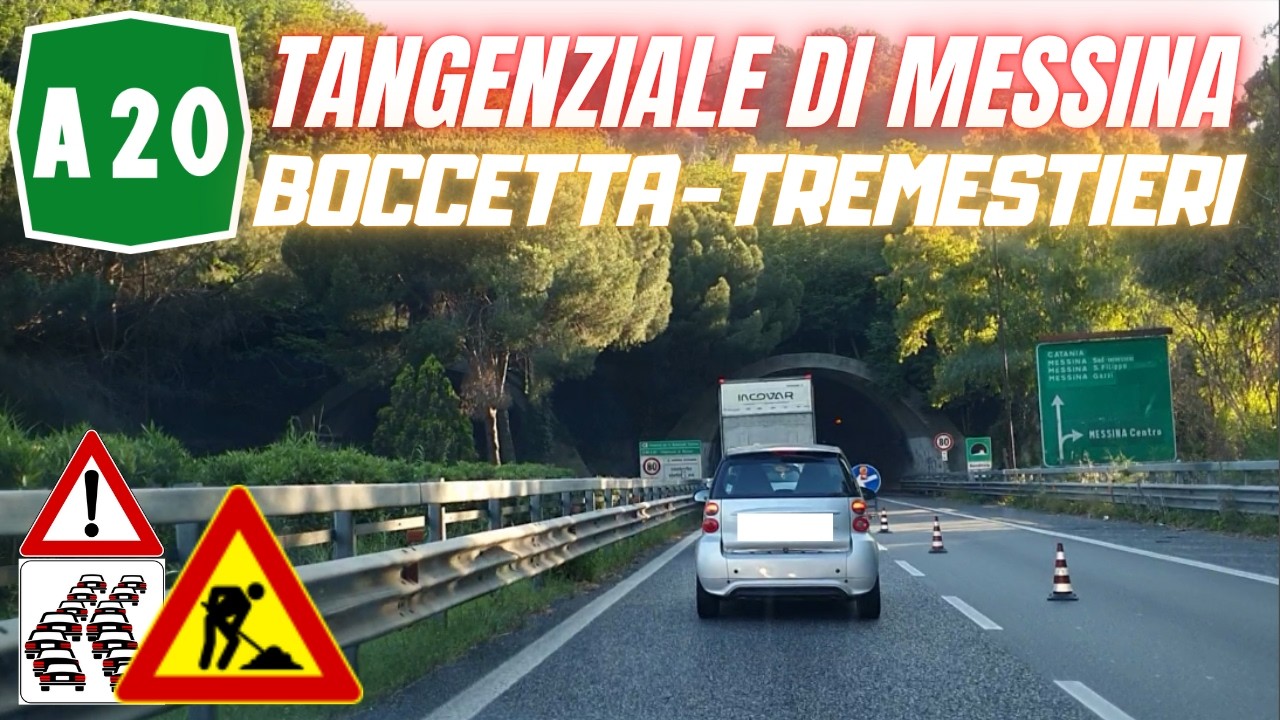 Autostrada A20 Tangenziale di Messina con LAVORI E TRAFFICO INTENSO tra Boccetta e Tremestieri  🚧