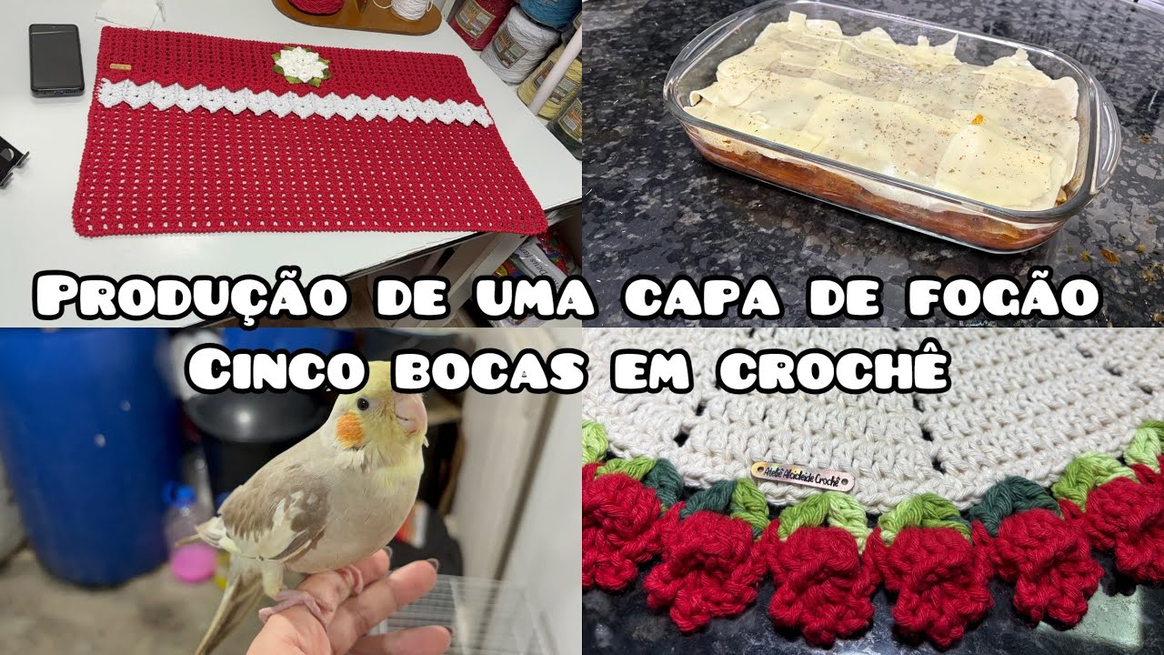 Passando raiva comigo pra fazer uma capa de fogão cinco bocas de crochê 🤣🤭🙈