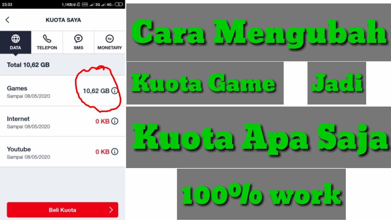 Cara Mengubah Kuota Game TELKOMSEL Menjadi Kuota Apa Saja | 100% Work