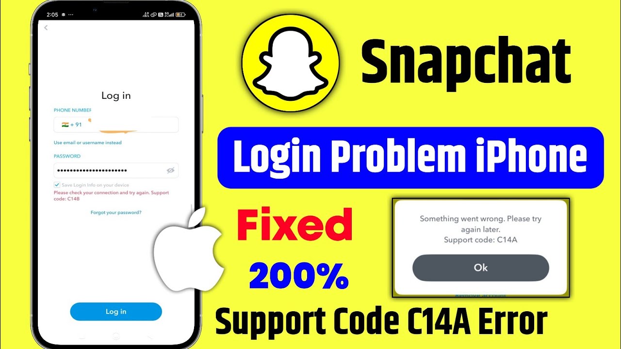 how to fix c14a snapchat error in iphone | snapchat login problem iphone | snapchat logi n error ios