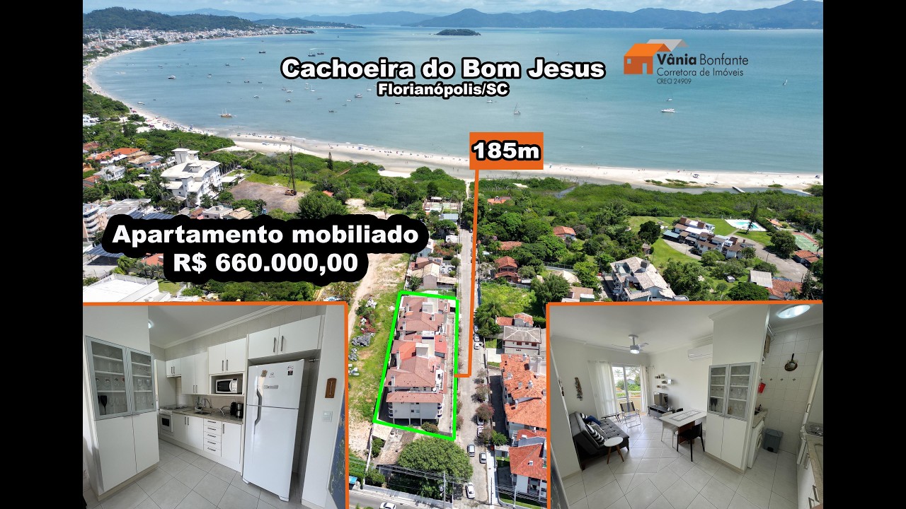R$ 690.000,00. Apartamento a 185m da praia na Cachoeira do Bom Jesus - Florianópolis/SC