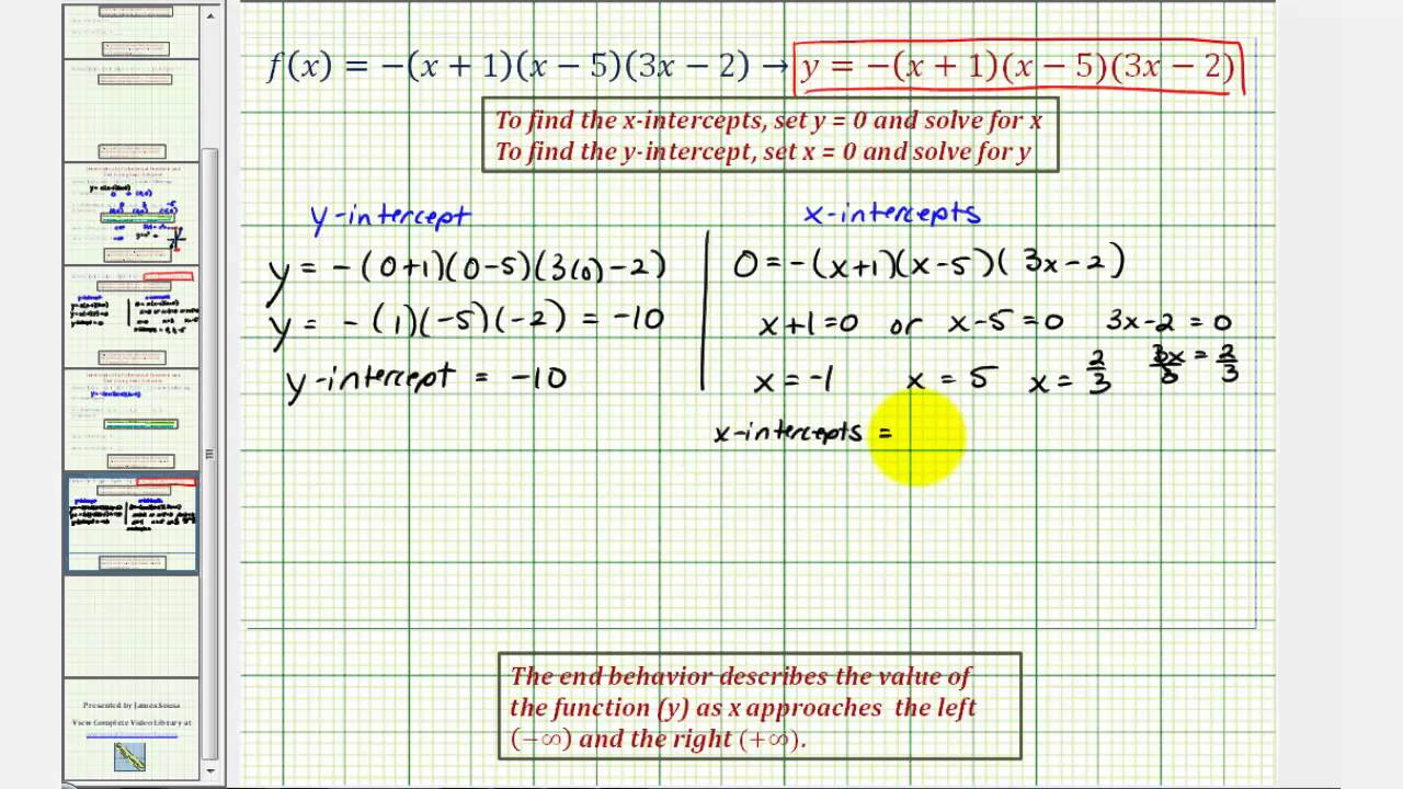 Ex 3: Find the Intercepts and the End Behavior of a Polynomial Function